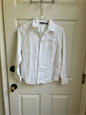 Jane and Jack Classic White Button-Down Linen Shirt for Kids